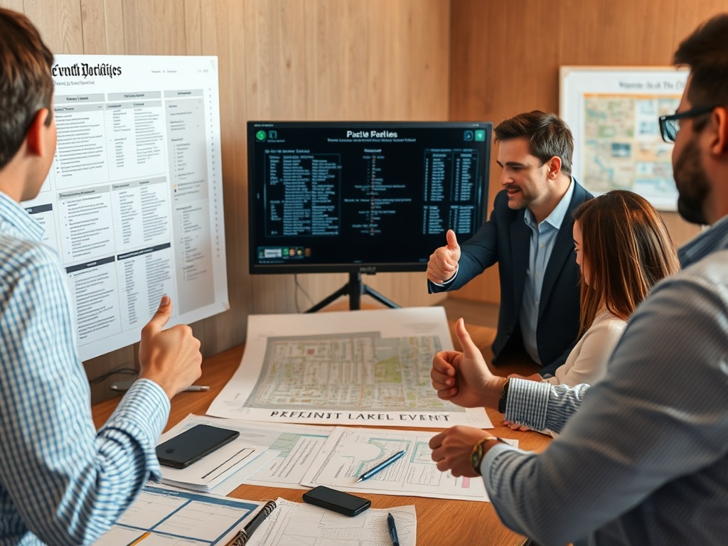 Professional team reviewing business listings